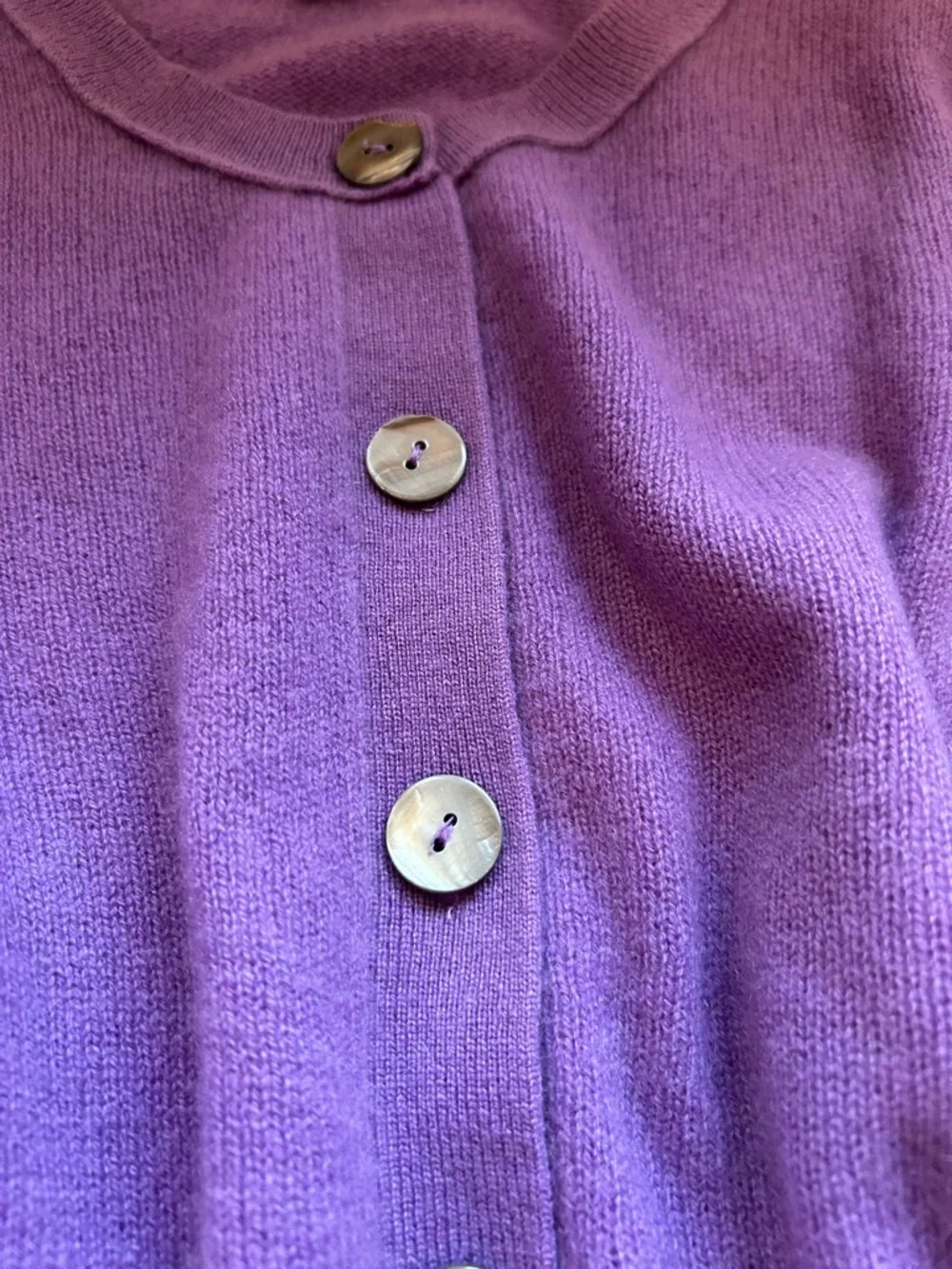 White + Warren Cashmere Purple Button Cardigan Size Small - Picture 5 of 9